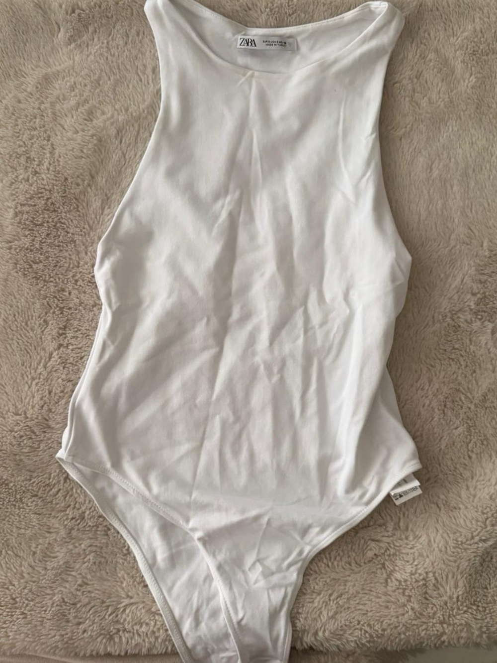 Zara White Sleeveless One-Piece Bodysuit